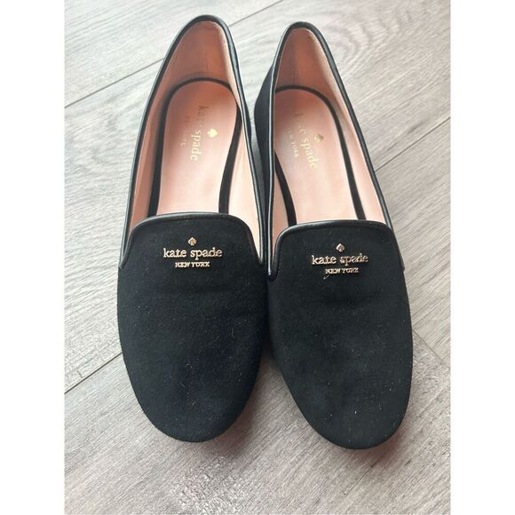 Kate Spade Signature Claudia Suede Flat Loafer Black size 8  leather upper - Picture 1 of 7